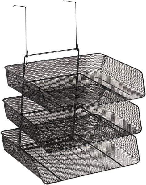 FELLOWES - 11-1/8" Wide x 14" Deep x 14-3/4" High, 3 Compartments, Wire Mesh 3 Tier Organizer - Black, 9" Compartment Width x 6" Compartment Depth x 12" Compartment Height - Best Tool & Supply