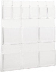 Safco - 30" Wide x 2" Deep x 34-3/4" High, 12 Compartments, Plastic Literature Display Board - Clear, 9-1/2" Compartment Width x 2" Compartment Depth x 9" Compartment Height - Best Tool & Supply