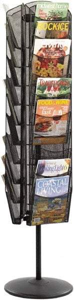 Safco - 15" Wide x 16-1/2" Deep x 66" High, 30 Compartments, Steel Rotary Literature Rack - Black, 9-1/2" Compartment Width x 5" Compartment Depth x 10" Compartment Height - Best Tool & Supply