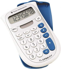 Texas Instruments - LCD Handheld Calculator - 3 x 5 Display Size, White & Blue, Battery & Solar Powered, 1" Long x 4.6" Wide - Best Tool & Supply