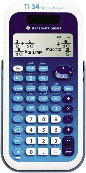 Texas Instruments - LCD Scientific Calculator - 3 x 5.8 Display Size, Blue & White, Battery & Solar Powered, 9.8" Long x 6.8" Wide - Best Tool & Supply