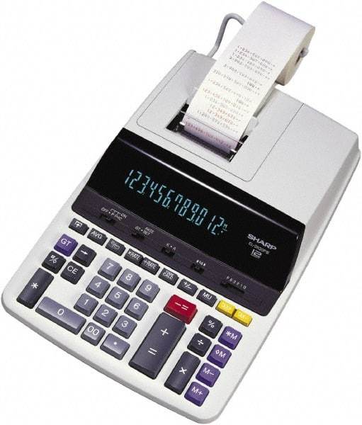 Sharp - Fluorescent Printing Calculator - 17mm Display Size, Light Gray, AC Powered, 16.1" Long x 10" Wide - Best Tool & Supply