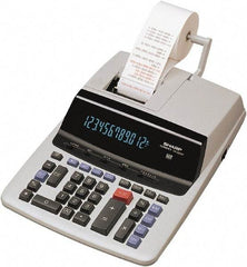 Sharp - Fluorescent Printing Calculator - 9-7/8 x 13-5/8 Display Size, Light Gray, AC Powered, 4-1/2" Long x 10-5/8" Wide - Best Tool & Supply