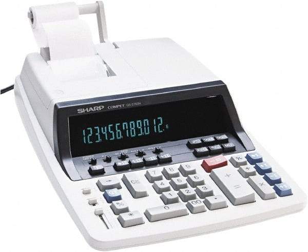 Sharp - Fluorescent Printing Calculator - 17mm Display Size, White, AC Powered, 12-1/2" Long x 9.63" Wide - Best Tool & Supply