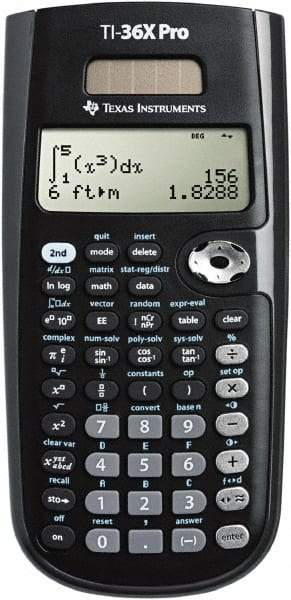 Texas Instruments - LCD Scientific Calculator - 3-3/8 x 7-1/4 Display Size, Black, Battery & Solar Powered, 9.7" Long x 6-1/2" Wide - Best Tool & Supply