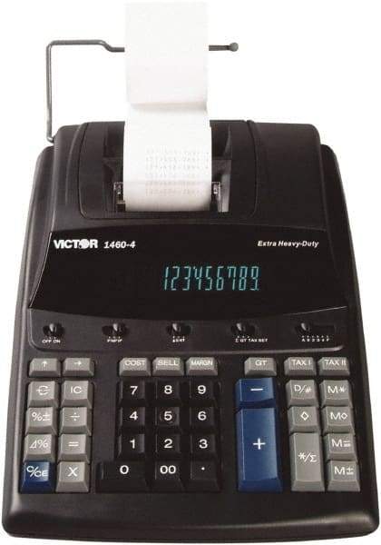 Victor - Fluorescent Printing Calculator - 8-1/2 x 12-1/4 Display Size, Black, AC Powered, 15.6" Long x 10-1/2" Wide - Best Tool & Supply