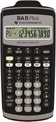 Texas Instruments - LCD Financial Calculator - 3 x 6 Display Size, Black, Battery Powered, 2.4" Long x 6-1/2" Wide - Best Tool & Supply