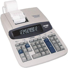 Victor - Fluorescent Printing Calculator - 8-3/4 x 12-1/2 Display Size, Light Gray, AC Powered, 6" Long x 11.9" Wide - Best Tool & Supply