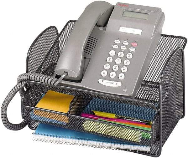 Safco - Black Desktop Telephone Stand - Steel, Mesh - Best Tool & Supply