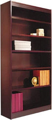 ALERA - 6 Shelf, 72" High x 35-5/8" Wide Bookcase - 11-1/2" Deep, Wood Veneer, Mahogany - Best Tool & Supply