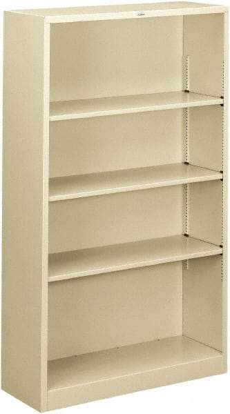 Hon - 4 Shelf, 59" High x 34-1/2" Wide Bookcase - 12-5/8" Deep, Steel, Putty - Best Tool & Supply