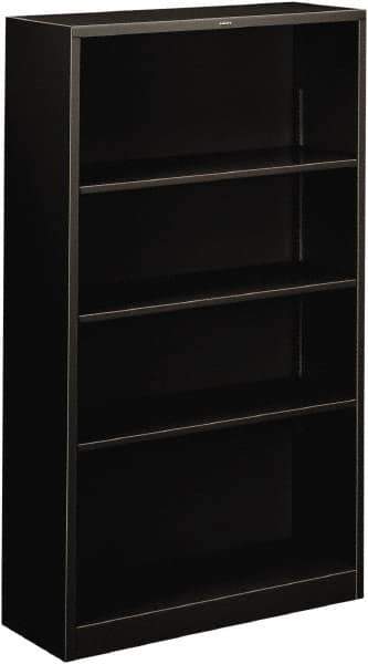 Hon - 4 Shelf, 59" High x 34-1/2" Wide Bookcase - 11-3/4" Deep, Steel, Black - Best Tool & Supply