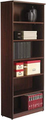 ALERA - 6 Shelf, 80-3/8" High x 31-3/4" Wide Bookcase - 14" Deep, Woodgrain Laminate, Mahogany - Best Tool & Supply