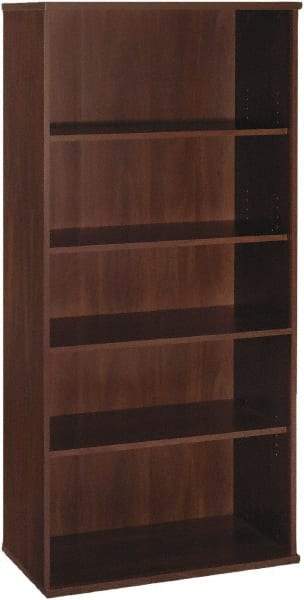 Bush Business Furniture - 5 Shelf, 72-7/8" High x 35-5/8" Wide Bookcase - 15-3/8" Deep, Laminate Over Wood, Hansen Cherry - Best Tool & Supply