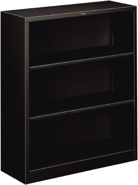 Hon - 3 Shelf, 41" High x 34-1/2" Wide Bookcase - 12-5/8" Deep, Steel, Black - Best Tool & Supply