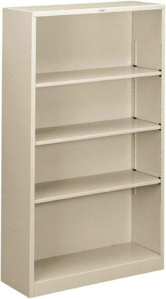 Hon - 4 Shelf, 59" High x 34-1/2" Wide Bookcase - 13-1/2" Deep, Steel, Light Gray - Best Tool & Supply