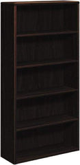 Hon - 5 Shelf, 71" High x 36" Wide Bookcase - 12-5/8" Deep, Laminate, Mahogany - Best Tool & Supply