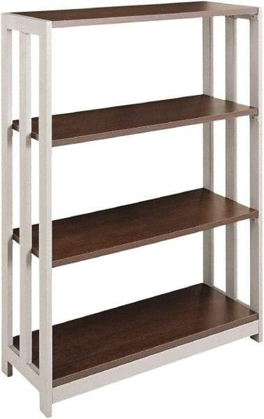 Linea Italia - 3 Shelf, 43-1/4" High x 31-1/2" Wide Bookcase - 11-1/2" Deep, Woodgrain Laminate, Mocha - Best Tool & Supply