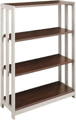 Linea Italia - 3 Shelf, 43-1/4" High x 31-1/2" Wide Bookcase - 11-1/2" Deep, Woodgrain Laminate, Mocha - Best Tool & Supply