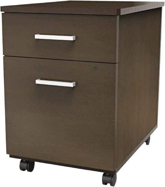 Linea Italia - 16-1/2" Wide x 23-5/8" High x 19-3/4" Deep, 2 Drawer Pedestal - Laminate, Mocha - Best Tool & Supply