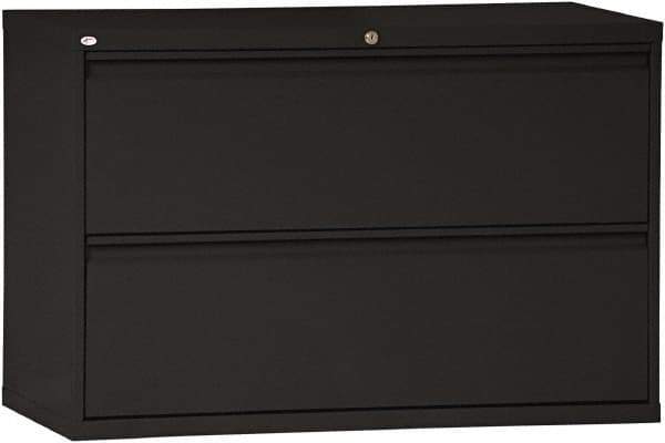 ALERA - 42" Wide x 28-3/8" High x 19-1/4" Deep, 2 Drawer Lateral File - Steel, Black - Best Tool & Supply