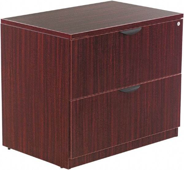 ALERA - 34" Wide x 29-1/2" High x 22-3/4" Deep, 2 Drawer Lateral File - Woodgrain Laminate, Mahogany - Best Tool & Supply