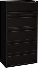 Hon - 36" Wide x 67" High x 19-1/4" Deep, 5 Drawer Roll-Out, Roll-Out Posting - Steel, Black - Best Tool & Supply