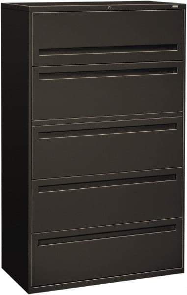 Hon - 42" Wide x 67" High x 19-1/4" Deep, 5 Drawer Roll-Out, Roll-Out Posting - Steel, Charcoal - Best Tool & Supply