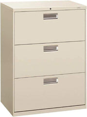 Hon - 30" Wide x 40-7/8" High x 19-1/4" Deep, 3 Drawer Roll-Out - Steel, Light Gray - Best Tool & Supply