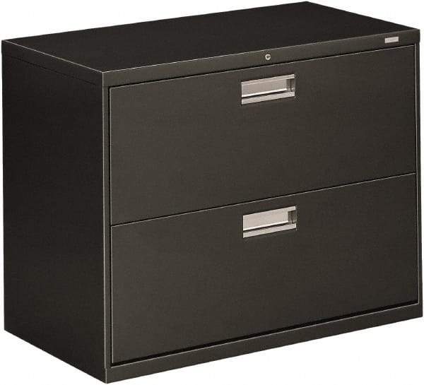 Hon - 36" Wide x 28-3/8" High x 19-1/4" Deep, 2 Drawer Lateral File - Steel, Charcoal - Best Tool & Supply