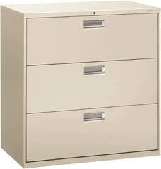 Hon - 42" Wide x 40-7/8" High x 19-1/4" Deep, 3 Drawer Lateral File - Steel, Light Gray - Best Tool & Supply