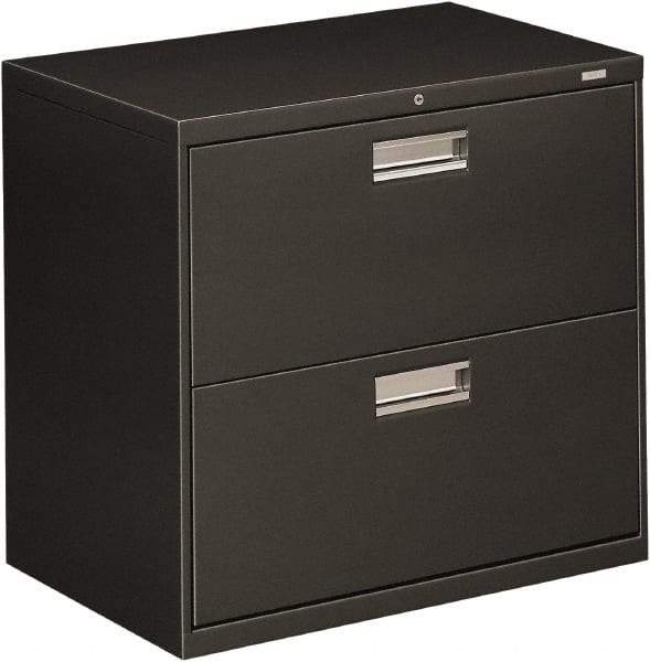 Hon - 30" Wide x 28-3/8" High x 19-1/4" Deep, 2 Drawer Roll-Out - Steel, Charcoal - Best Tool & Supply