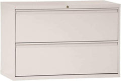 ALERA - 42" Wide x 28-3/8" High x 19-1/4" Deep, 2 Drawer Lateral File - Steel, Light Gray - Best Tool & Supply