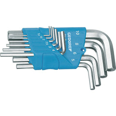 Hex Key Sets; Ball End: No; Handle Type: L-Handle; Hex Size: 8 mm; 5 mm; 6 mm; 2.5 mm; 4 mm; 1.5 mm; 1.3 mm; 2 mm; 10 mm; 3 mm; Container Type: Plastic Holder; Material: Chrome-Vanadium Steel 61CrSiV5; Number Of Pieces: 10