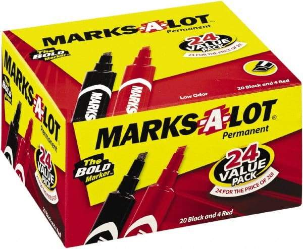 Marks-A-Lot - Red & Black Permanent Marker - Chisel Tip, AP Nontoxic Ink - Best Tool & Supply