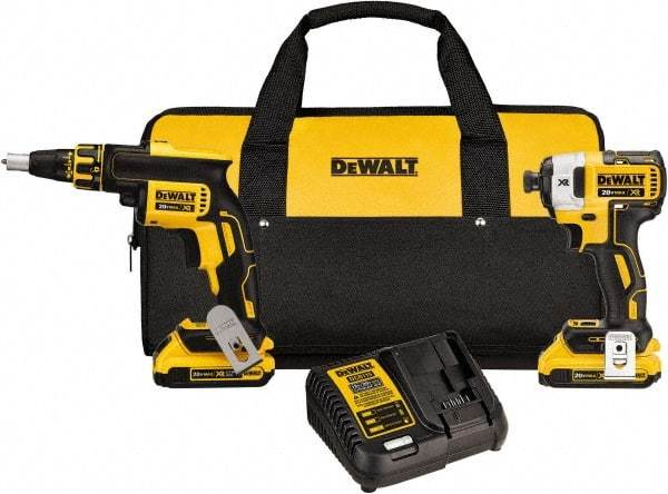 DeWALT - 20 Volt Cordless Tool Combination Kit - Includes Brushless Drywall Screwgun & 1/4" Brushless 3-Speed Impact Driver, Lithium-Ion Battery Included - Best Tool & Supply