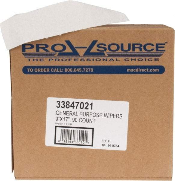 PRO-SOURCE - Dry General Purpose Wipes - Pop-Up, 17" x 9" Sheet Size, White - Best Tool & Supply