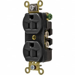 Hubbell Wiring Device-Kellems - 125V 15A NEMA 5-15R Industrial Grade Black Straight Blade Duplex Receptacle - Best Tool & Supply