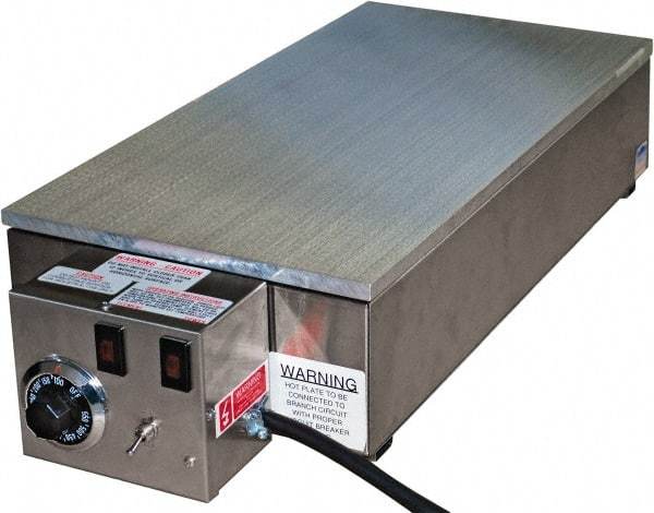 Valad Electric Heating - 24" Long x 12 Wide x 6" High, 220 Volt Hot Plate - 100 to 550°F, 1 Burner, Aluminum Plate, 2000 Watt, 9.2 Amps, 304 Stainless Steel Base - Best Tool & Supply