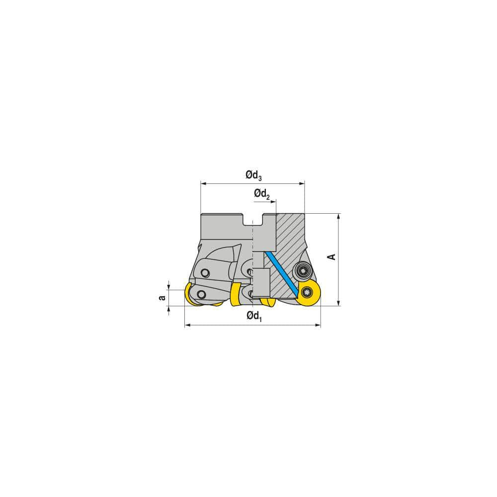 Indexable Copy Face Mills; Maximum Depth Of Cut: 5.10 mm; Compatible Insert Size Code: RD.X 1604..; Arbor Hole Diameter (mm): 27.00; Maximum Ramping Angle: 6.4  ™; Overall Height (mm): 53.50 mm; Series: R1000A-16; Number of Cutter Inserts: 5; Cutter Style