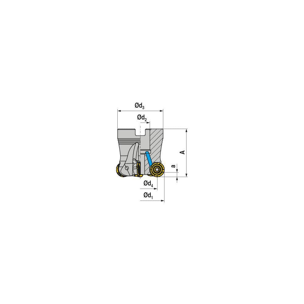 Indexable Copy Face Mills; Maximum Depth Of Cut: 3.00 mm; Compatible Insert Size Code: RNHU 1205..; Arbor Hole Diameter (mm): 22.00; Maximum Ramping Angle: 0  ™; Overall Height (mm): 40.00 mm; Series: A252-12; Number of Cutter Inserts: 6; Cutter Style: A2