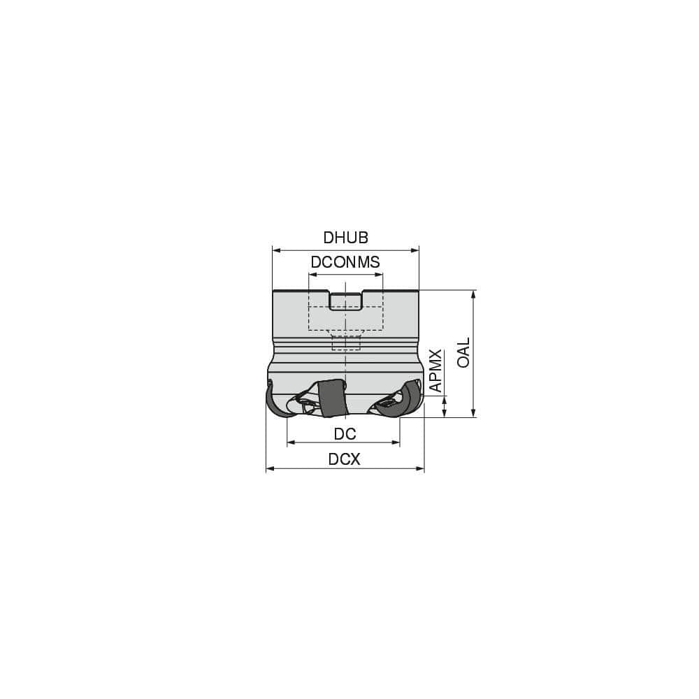 Indexable Copy Face Mills; Maximum Depth Of Cut: 6.00 mm; Compatible Insert Size Code: RP..1204; Arbor Hole Diameter (mm): 22.00; Maximum Ramping Angle: 0  ™; Overall Height (mm): 40.00 mm; Series: A261-12; Number of Cutter Inserts: 5; Cutter Style: A261;