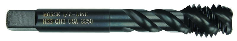 1/2-13 Dia. - H11 - HSS - Nitride & Steam Oxide - +.005 Oversize Spiral Flute Tap - Best Tool & Supply