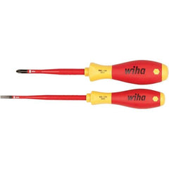 Wiha - 2 Piece Slotted, Phillips & Square Screwdriver Set - Bit Sizes: Philips #2, Comes in Vinyl Pouch - Best Tool & Supply