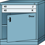 Bench-Standard Cabinet - 2 Drawers - Base Shelf - Adjustable Shelf - Lockable Swing Door - 30 x 28-1/4 x 33-1/4" - Multiple Drawer Access - Best Tool & Supply