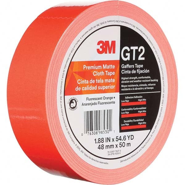 3M - 50m x 48mm x 11 mil Fluorescent Orange Cotton Cloth Gaffers Tape - Best Tool & Supply