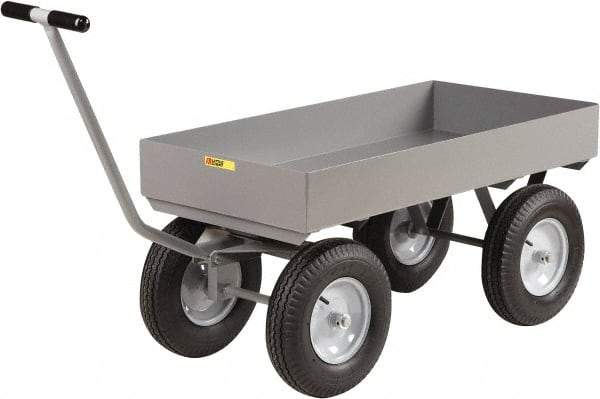 Little Giant - 3,500 Lb Capacity Steel Wagon Truck - Steel Deck, 30" OAW, 60" Platform Length x 18-1/2" Platform Height, Mold On Rubber Casters - Best Tool & Supply