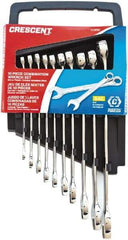 Crescent - 10 Piece, 1/4" to 3/4", 12 Point Combination Wrench Set - Inch Measurement Standard, Full Polish Chrome Finish - Best Tool & Supply