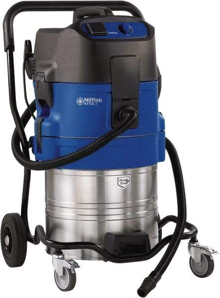 Nilfisk - 19 Gal Stainless Steel Tank, Electric Powered Wet/Dry Vacuum - 1.34 Peak hp, 120 Volt, 8.3 Amps, 13' Hose Fitting, General Purpose Filter, Accessories Included - Best Tool & Supply