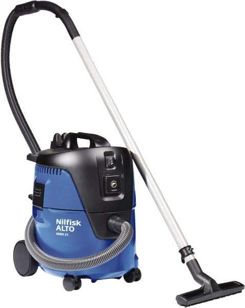 Nilfisk - 5 Gal Plastic Tank, Electric Powered Wet/Dry Vacuum - 1.34 Peak hp, 120 Volt, 8.3 Amps, 11-1/2' Hose Fitting, Washable Wet/Dry, Accessories Included - Best Tool & Supply